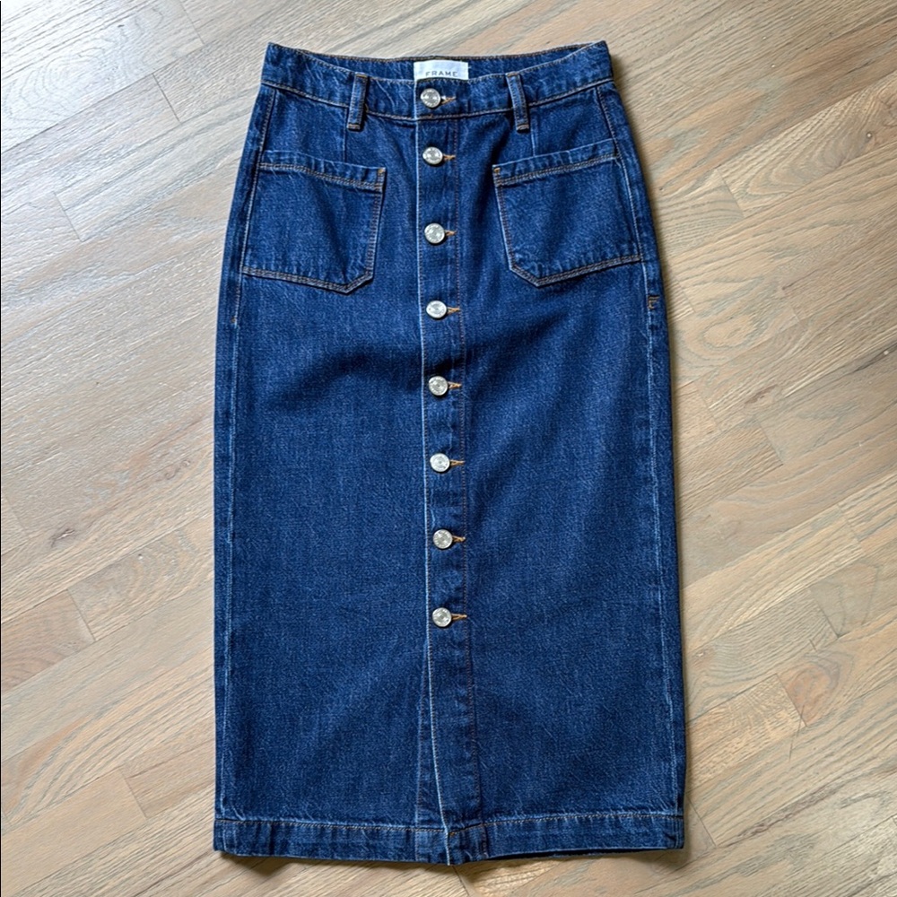 Frame Denim Blue Midi Pencil Skirt Work